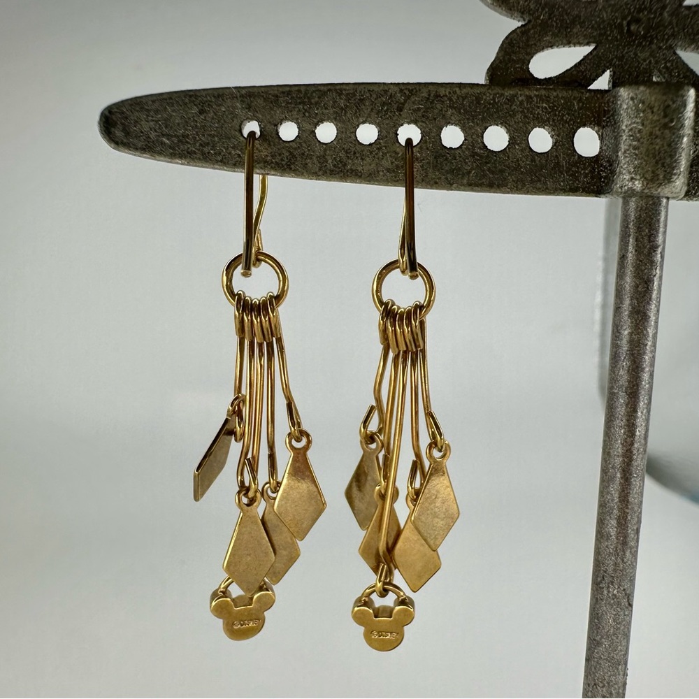 1.5” Mickey Gold-Tone Drop Pierced Disney Statement Earrings - Picture 5 of 8